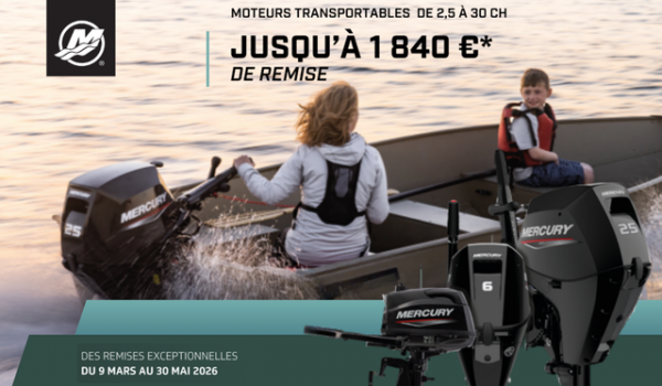 Promotion moteurs transportables Mercury 2026